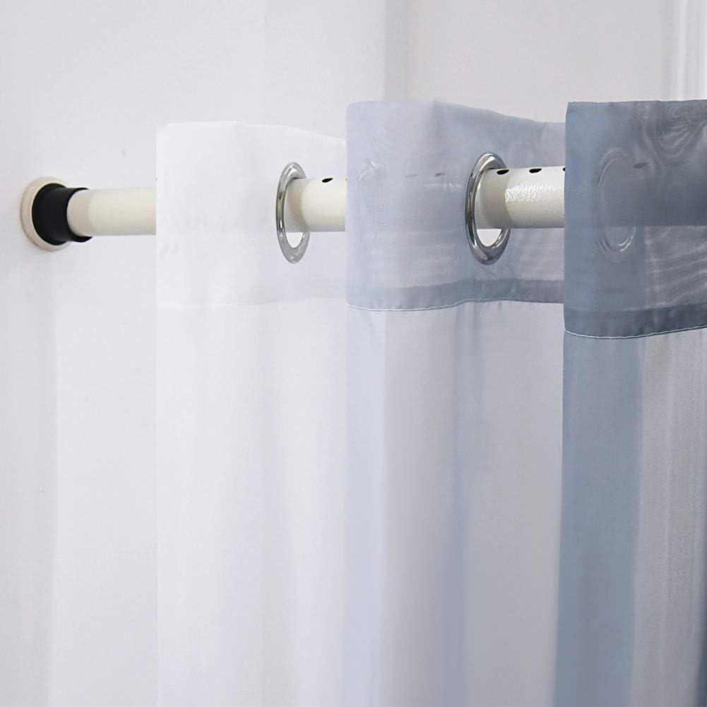 Shower Curtain Rod Extendable No Drill Telescopic Carbon Steel 70-110cm White