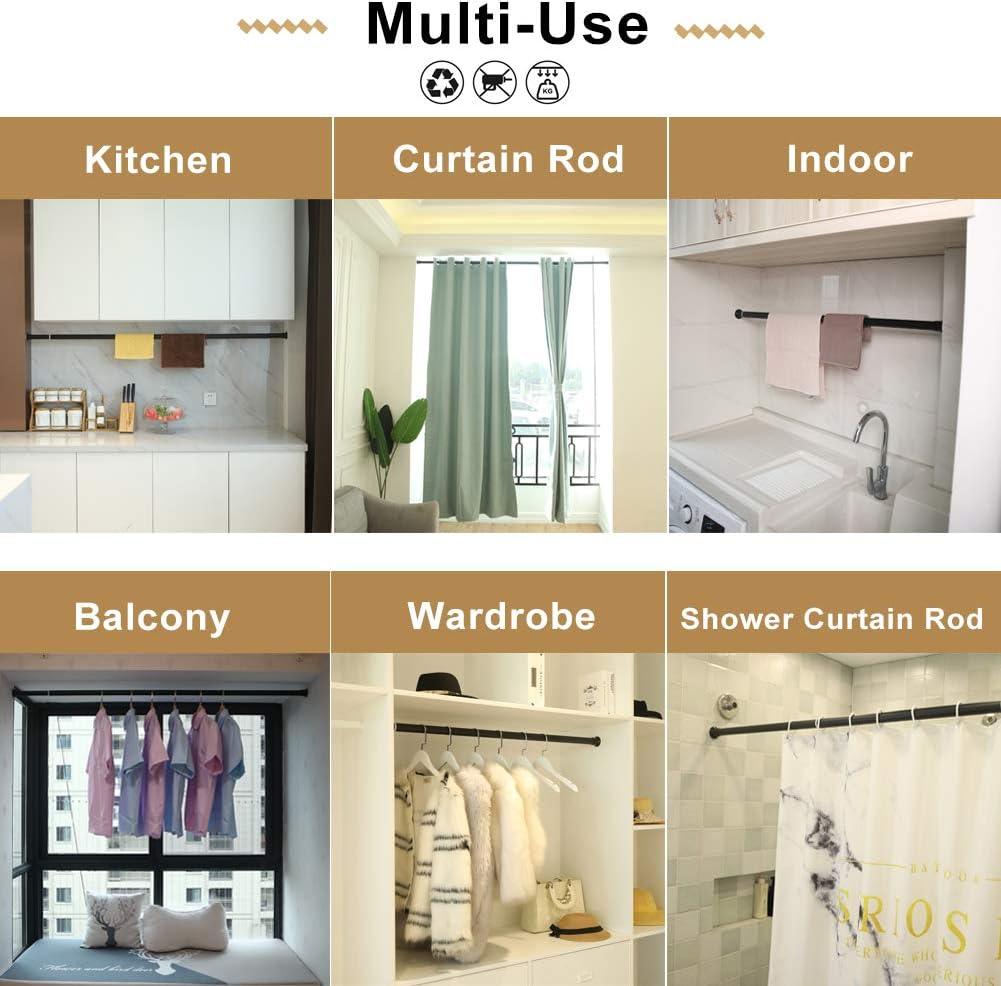 Shower Curtain Rod Extendable Telescopic No Drill Stainless Steel 310-360cm