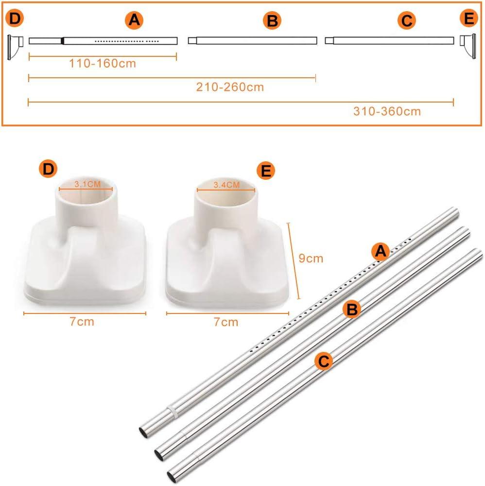Shower Curtain Rod Extendable Telescopic No Drill Stainless Steel 310-360cm