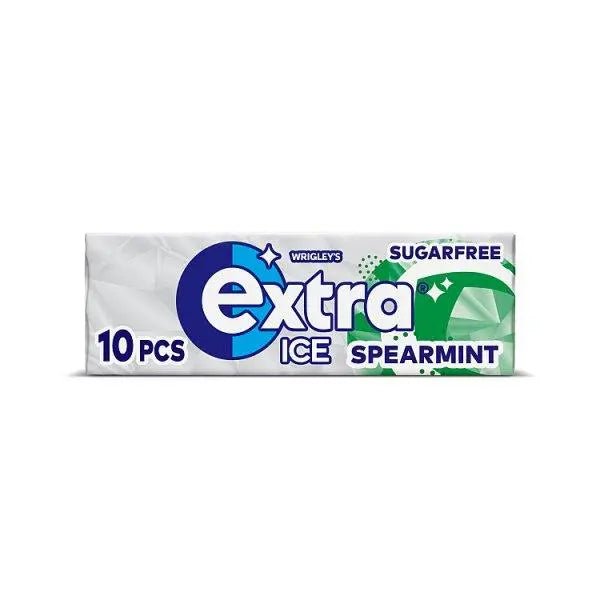Extra Ice Spearmint Chewing Gum Sugar Free 10 Pieces (Case of 30)