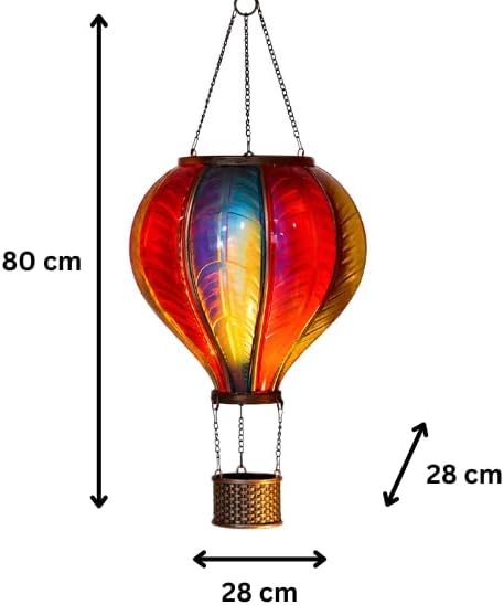 80cm Solar Hot Air Balloon Lantern with Flickering Flame LED