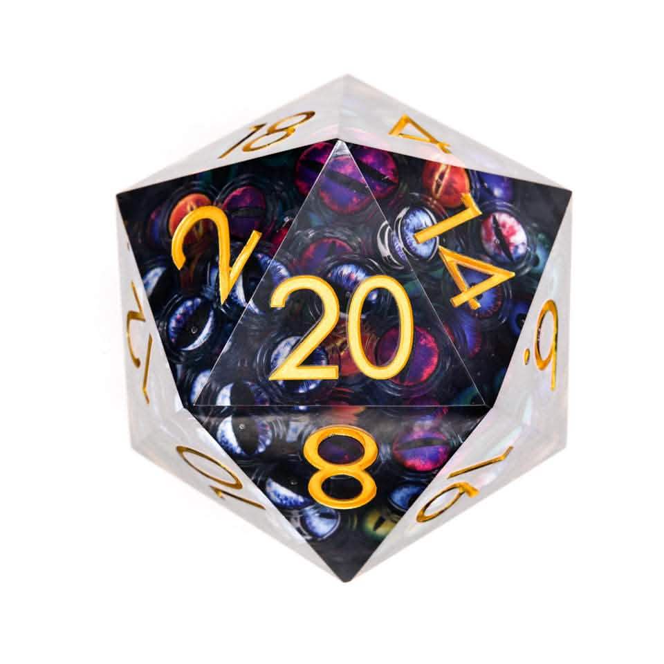 Eyes of Chaos | Liquid Core Dice | Resin | Single Giant D20