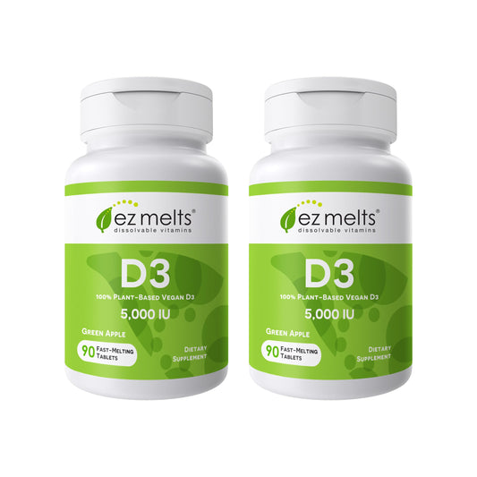EZ Melts Dissolvable Vitamin D3 5000 IU – Sugar-Free, 2-Pack, 3-Month Supply