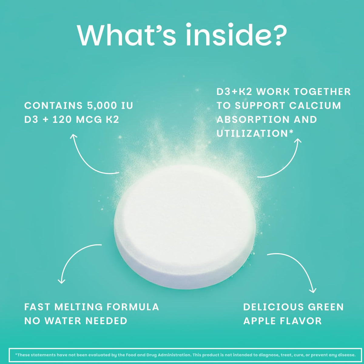 EZ Melts D3 K2 5000 IU – Sugar-Free, Dissolvable Vitamin for Bone & Joint Support | 2-Pack