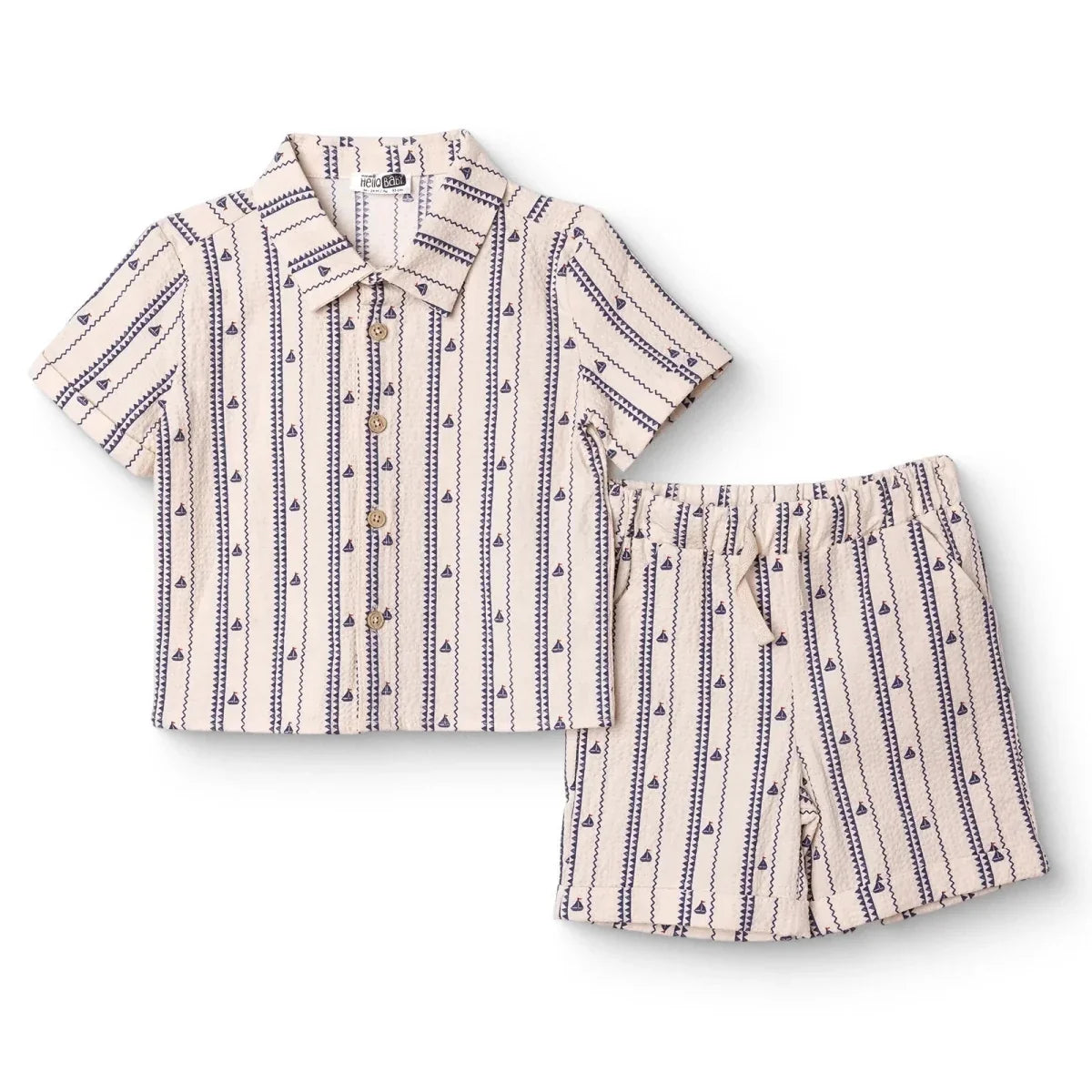 HelloBaby Short Sleeve Muslin Baby Shirt & Shorts Set (6-9 Months to 3-4 Years)