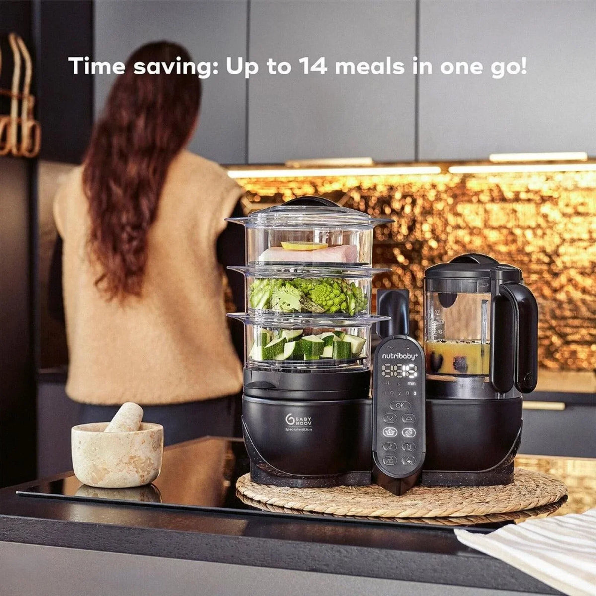 Babymoov Nutribaby (+) XL 6-in-1 Baby Food Maker - Black Edition
