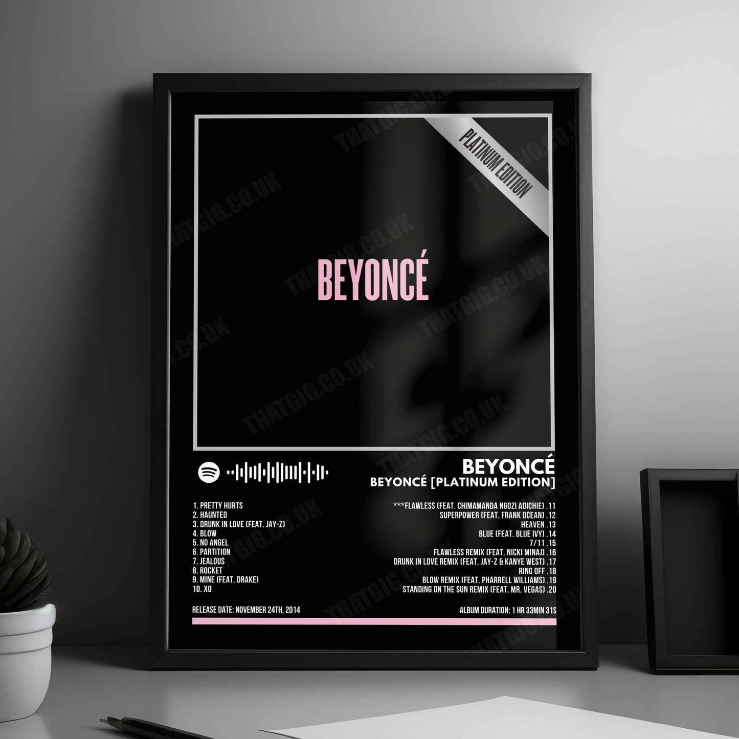 Beyoncé "Beyoncé (Platinum Edition)" Album Cover Poster - with Complete Tracklist