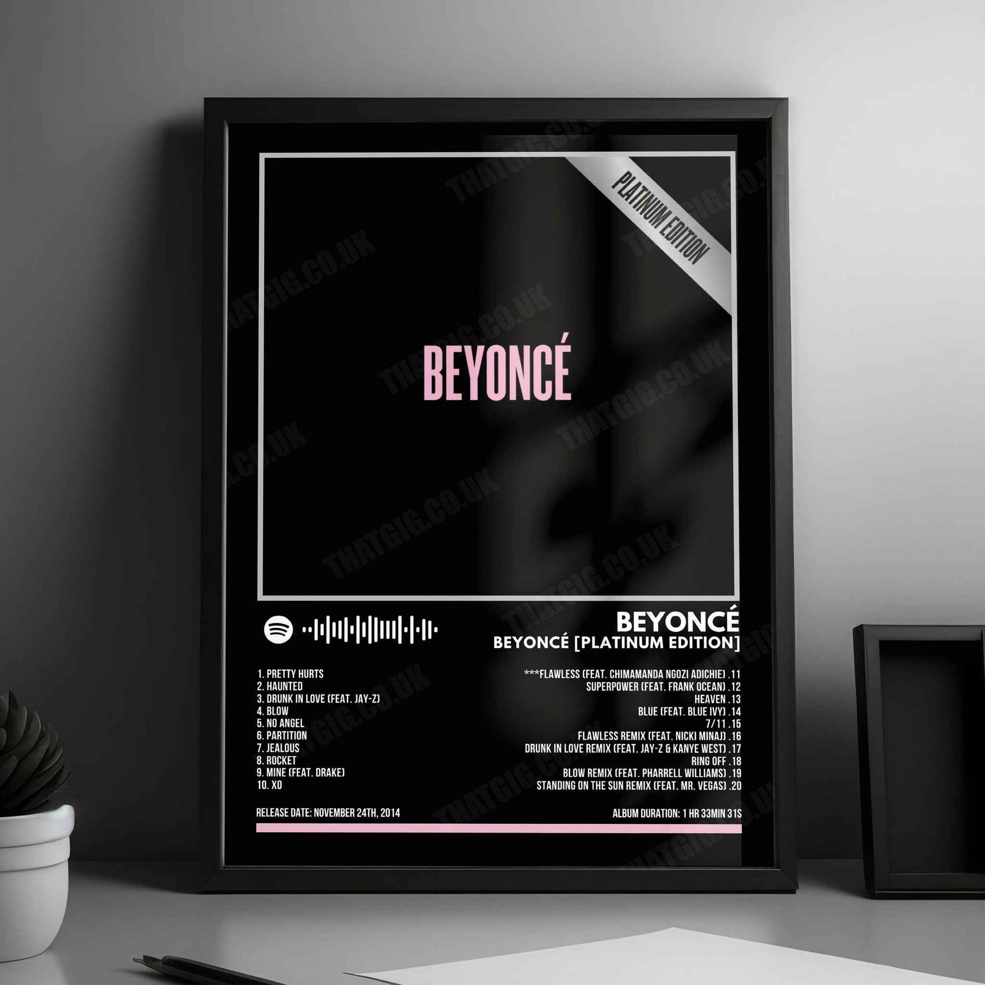 Beyoncé "Beyoncé (Platinum Edition)" Album Cover Poster - with Complete Tracklist