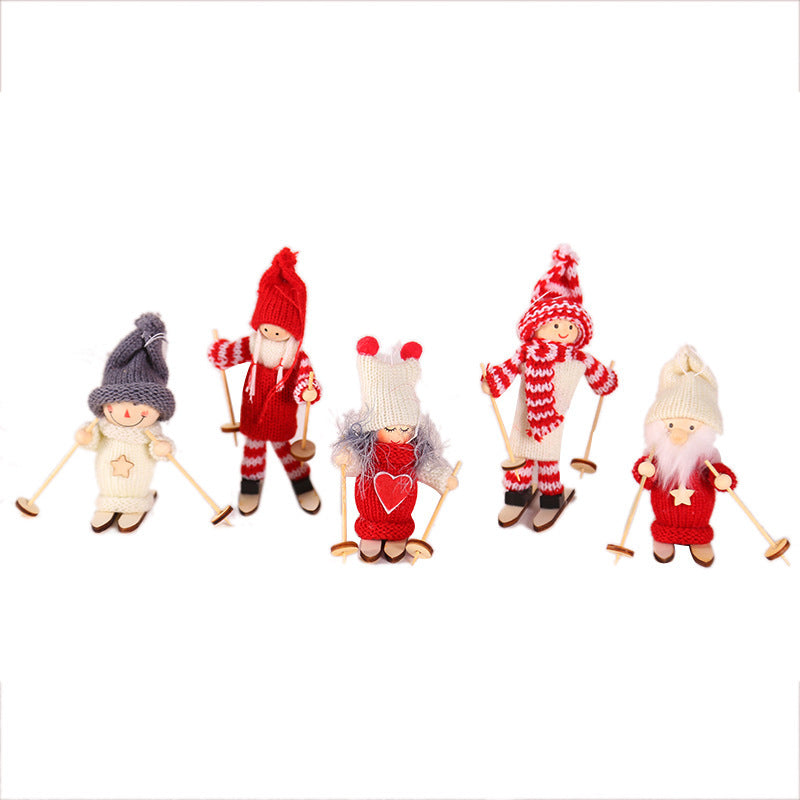 Creative Christmas Decoration Wooden Ski Doll