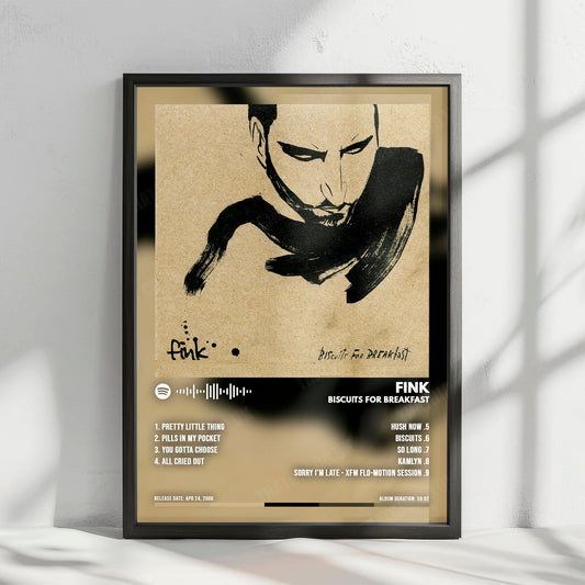 Fink "Biscuits for Breakfast" Album Cover Poster - with Complete Tracklist