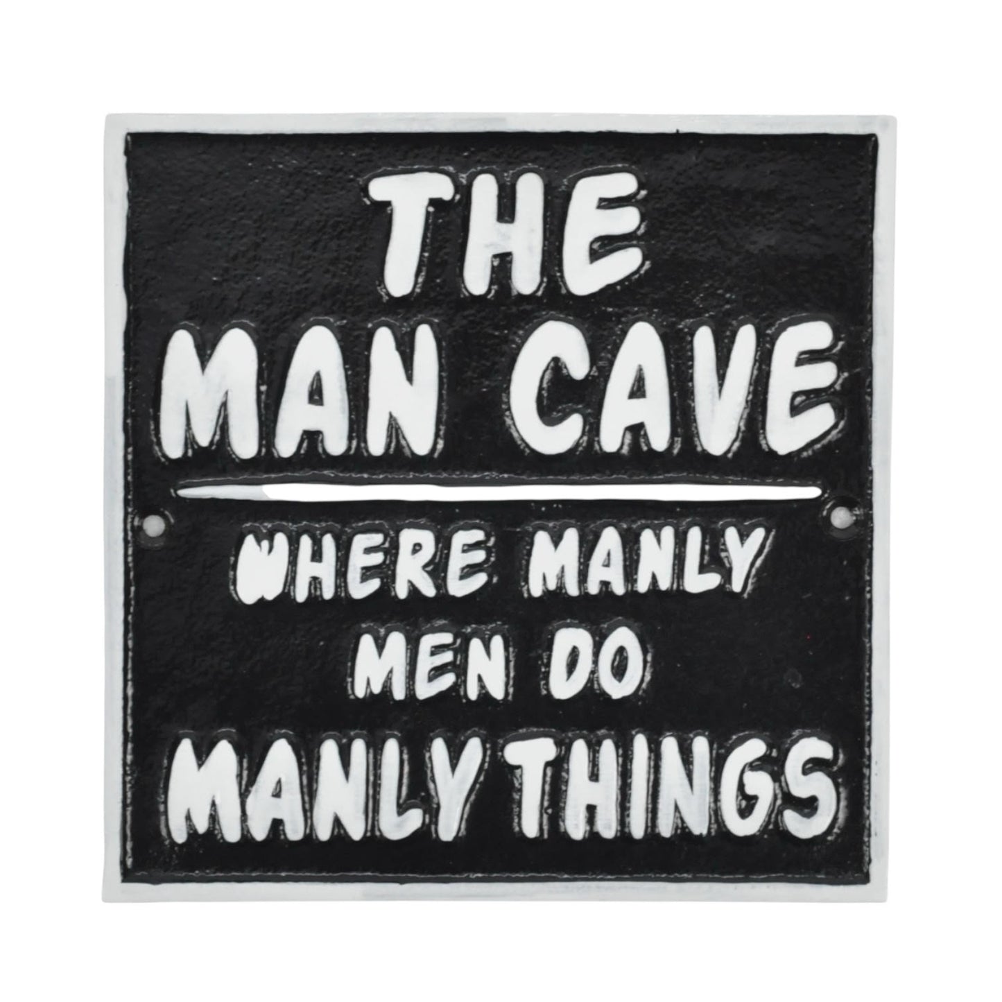 20CM CAST IRON THE MAN CAVE WALL SIGN