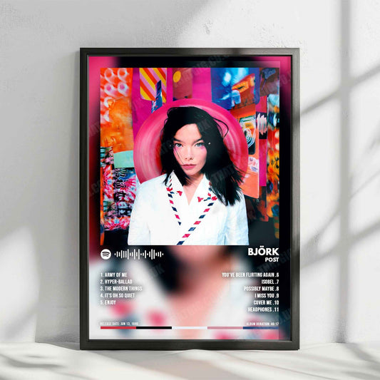 Björk "Post" Album Cover Poster - with Complete Tracklist
