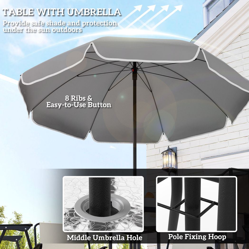 Outsunny 6 Pieces Garden Furniture Set with Parasol, Folding Chairs