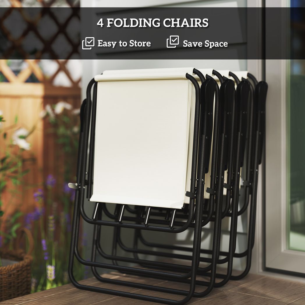 Outsunny 6 Pieces Garden Furniture Set with Parasol, Folding Chairs