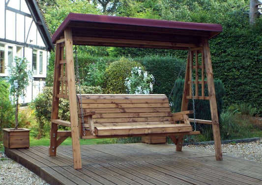 Charles Taylor Trading Dorset Three Seat Swing Burg With Burgundy Cushion Brown
