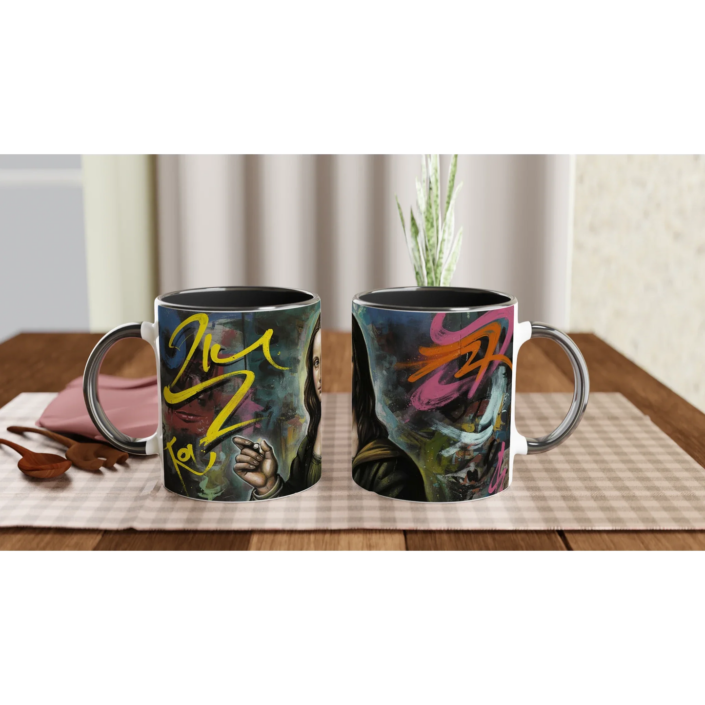 🎨 Mona Lisa Graffiti Mug – Urban Art Ceramic Coffee Cup ☕ | Dishwasher & Microwave Safe | Unique Gift Idea
