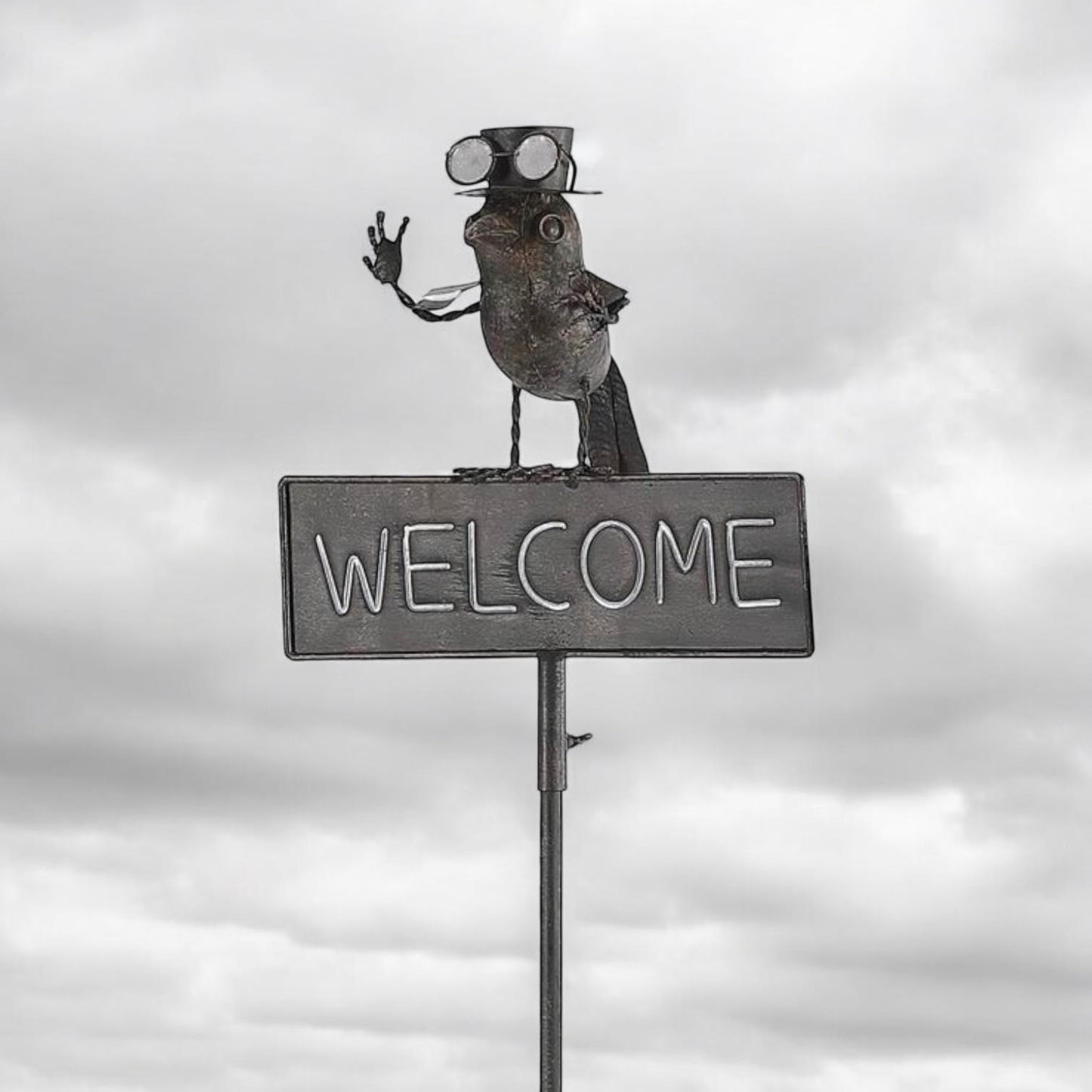 53" METAL BIRD WELCOME GARDEN STAKE