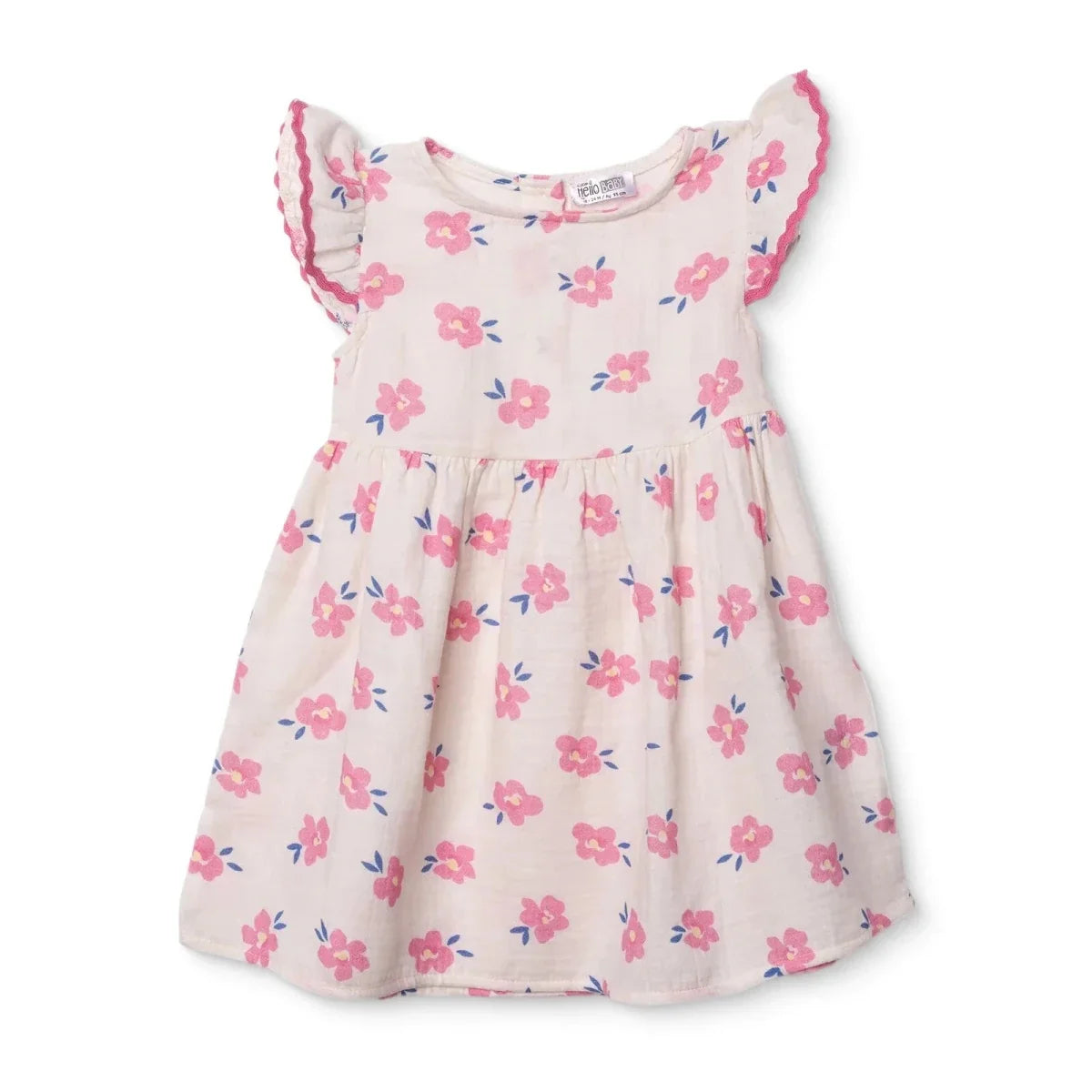 HelloBaby Floral Print Short Sleeve Cotton Baby Dress (6-9 Months to 4-5 Years)