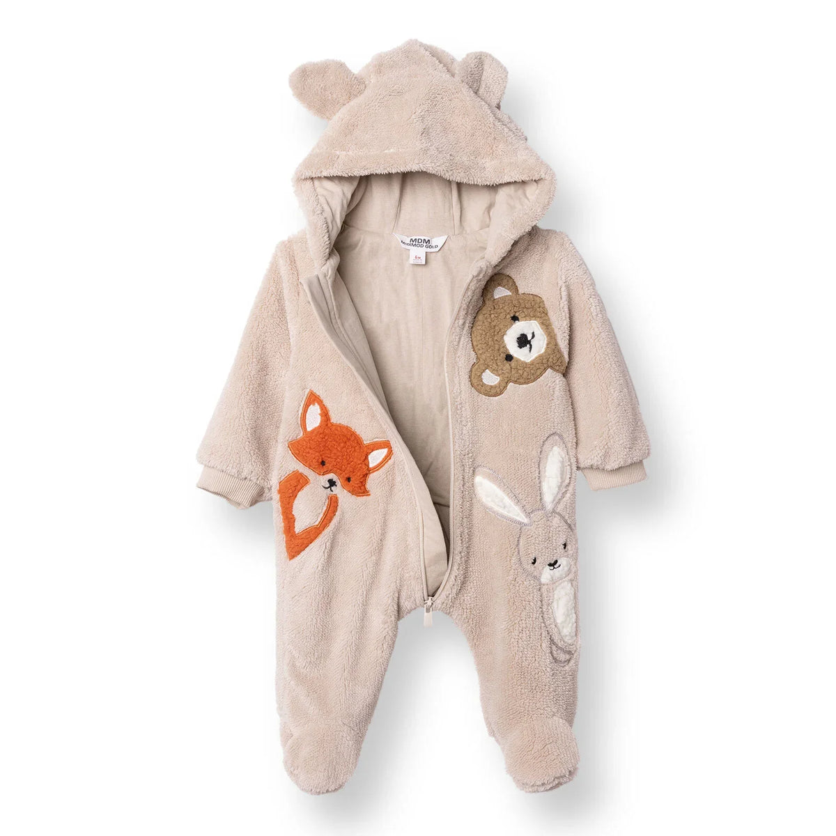 Midimod Hooded Fleece Baby Pramsuit with Feet (3 Months to 12 Months)