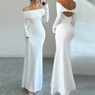 Women's  Off-shoulder Fashion Slim Temperament Sexy Sheath Dress