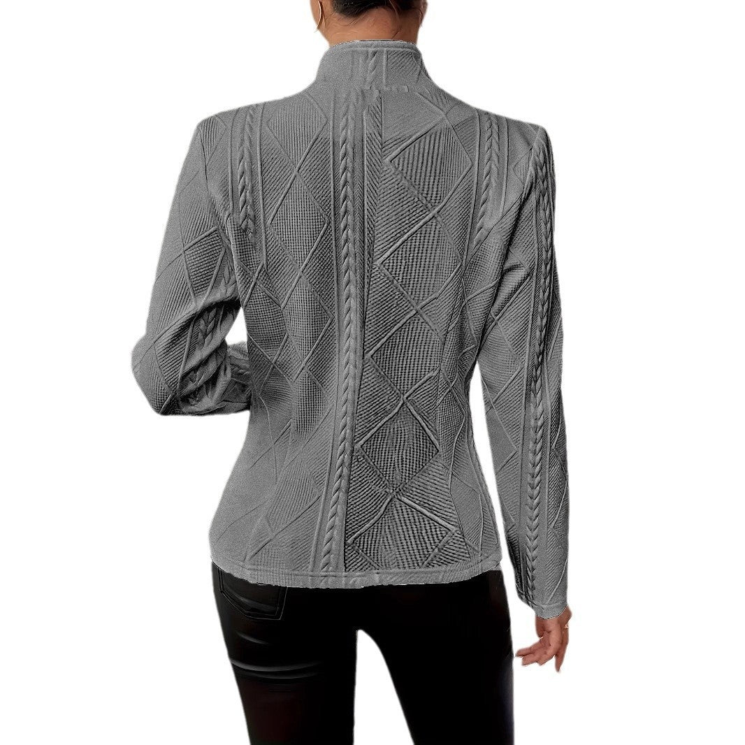Women's Blazer Jacket Suit Coat Single-breasted Stand Collar Tops Slim Outerwear Temperament Office Jacket