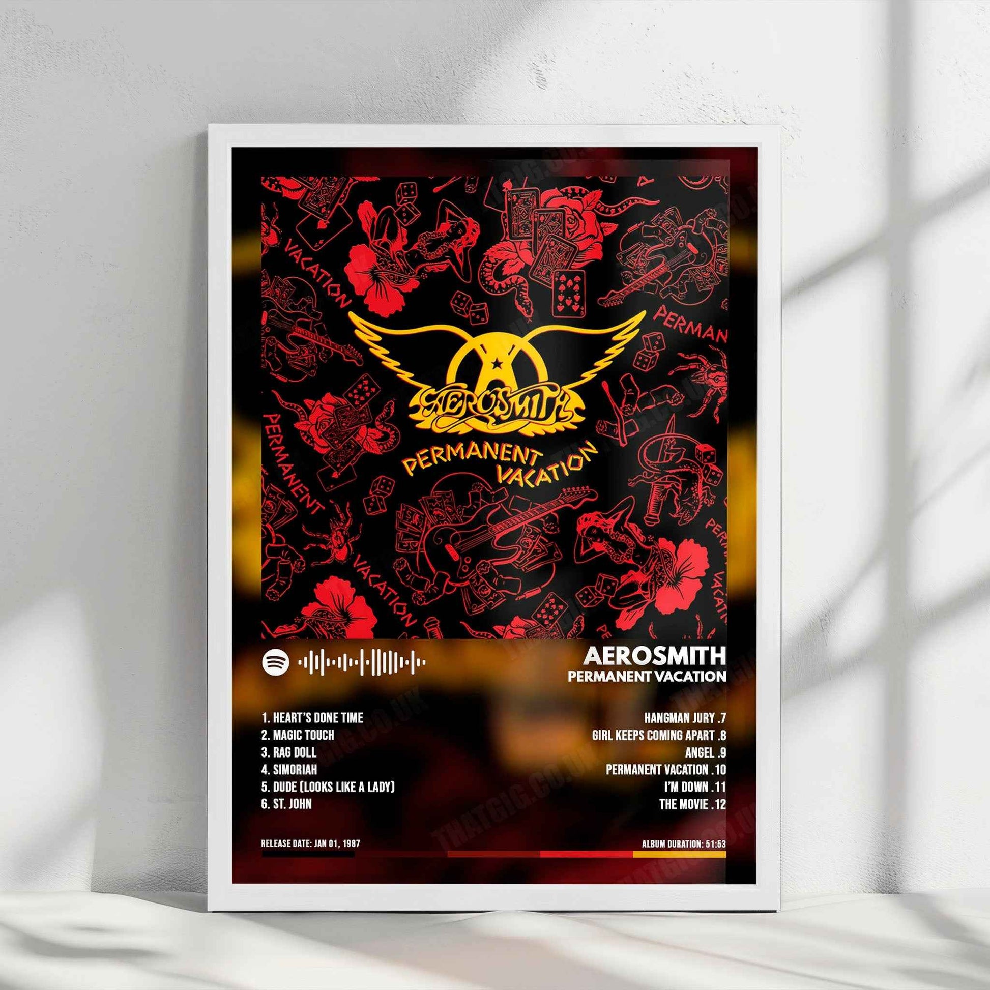 Aerosmith "Permanent Vacation" Album Cover Poster - with Complete Tracklist