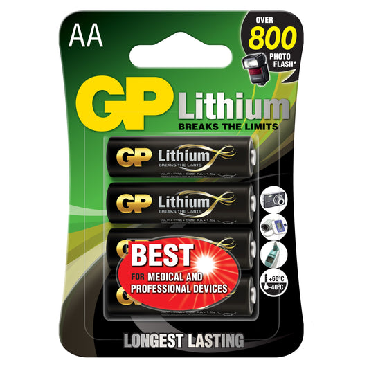 GP AA Lithium Batteries - Pack of 4