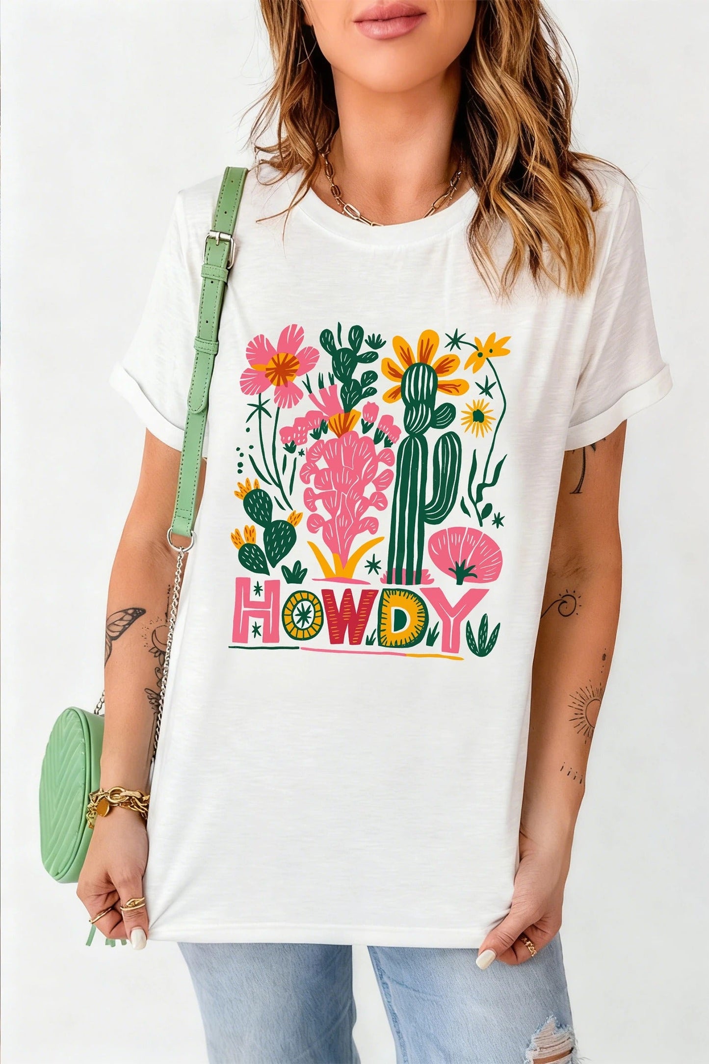 Women's Casual Round Neck Versatile Embroidered Short Sleeve