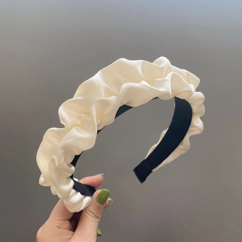 Black Large Intestine High-grade Satin Pleated Headband