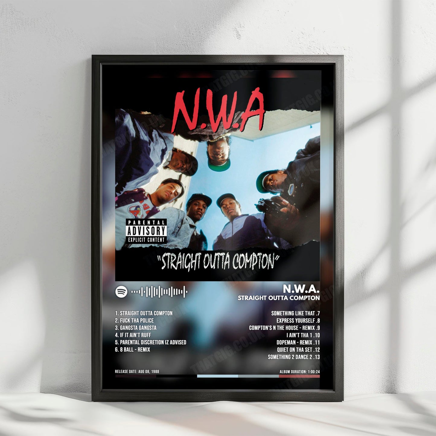 N.W.A "Straight Outta Compton" Album Cover Poster - with Complete Tracklist