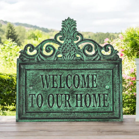 25CM ALUMINIUM GREEN WELCOME SIGN