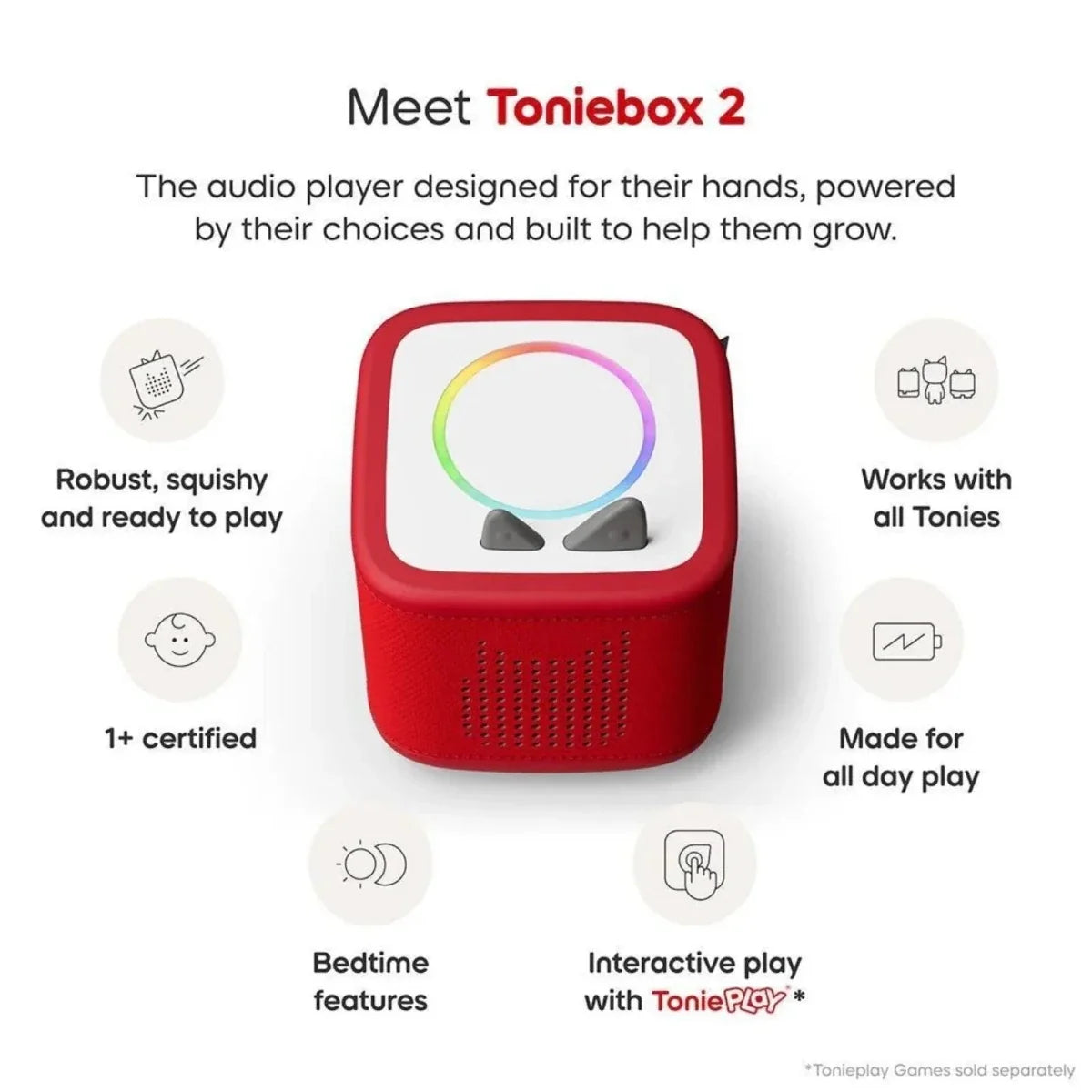Tonies Toniebox 2 Starter Set with Creative Tonie Rubie - Sunset Red