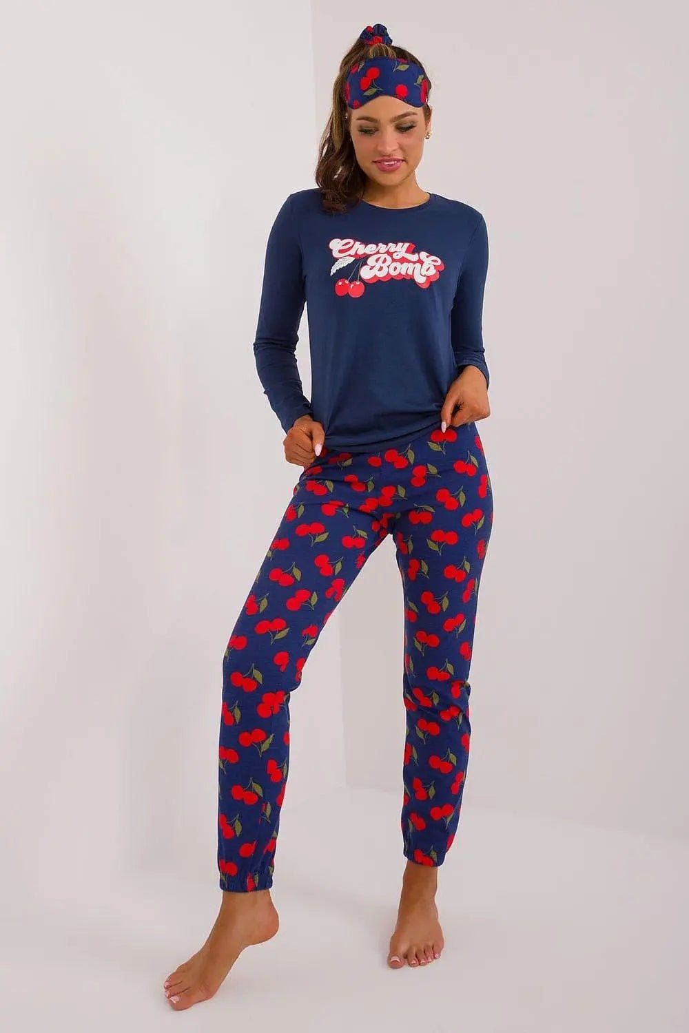 Factory Price blouse, pants, blindfold and hair elastic womens pajamas