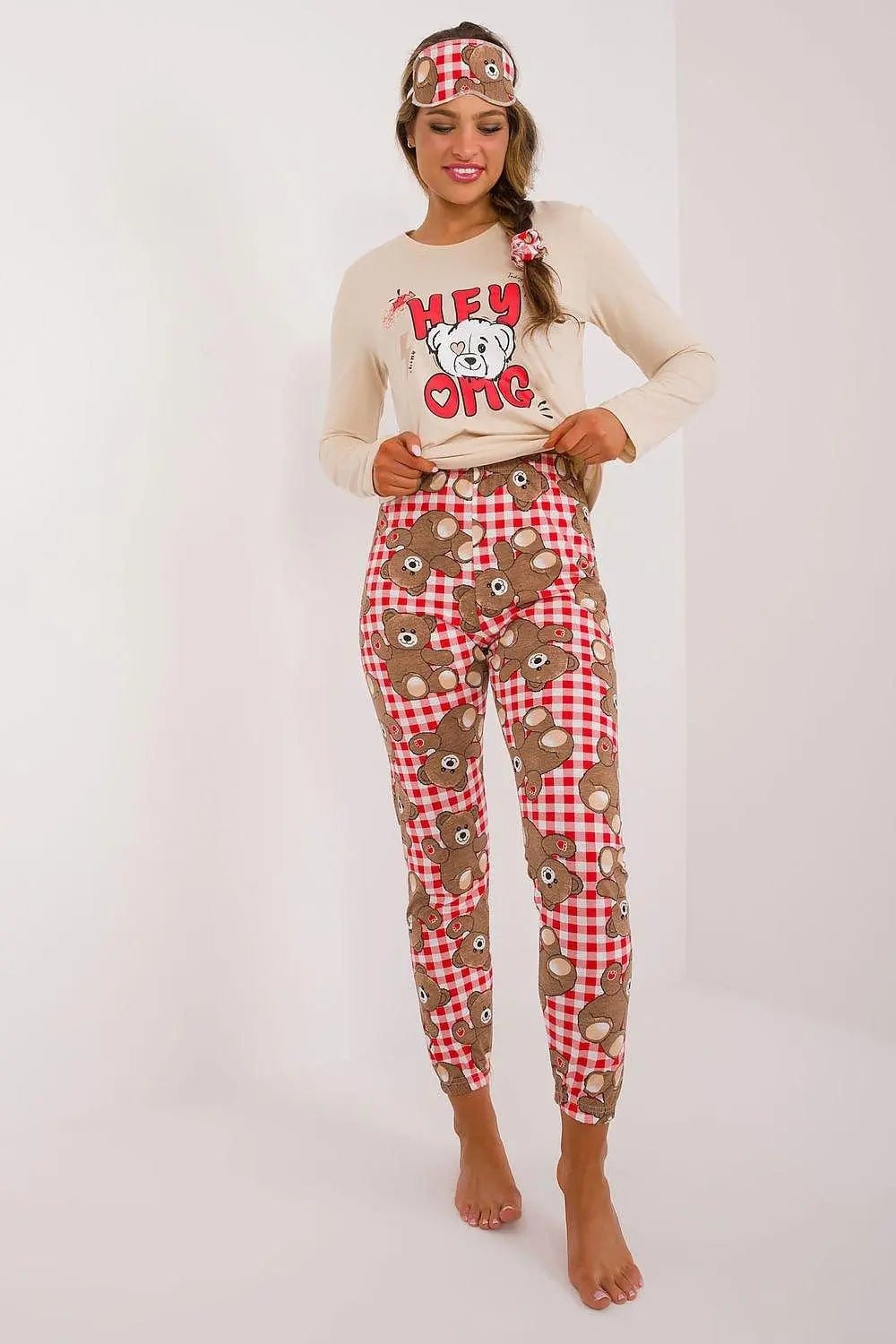 Factory Price blouse, pants, blindfold and hair elastic womens pajamas