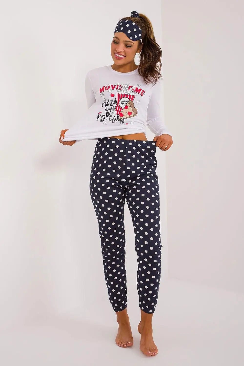 Factory Price blouse, pants, blindfold and hair elastic womens pajamas