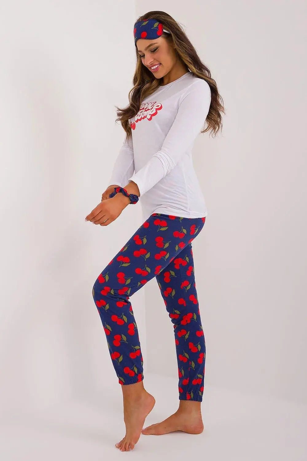 Factory Price blouse, pants, blindfold and hair elastic womens pajamas