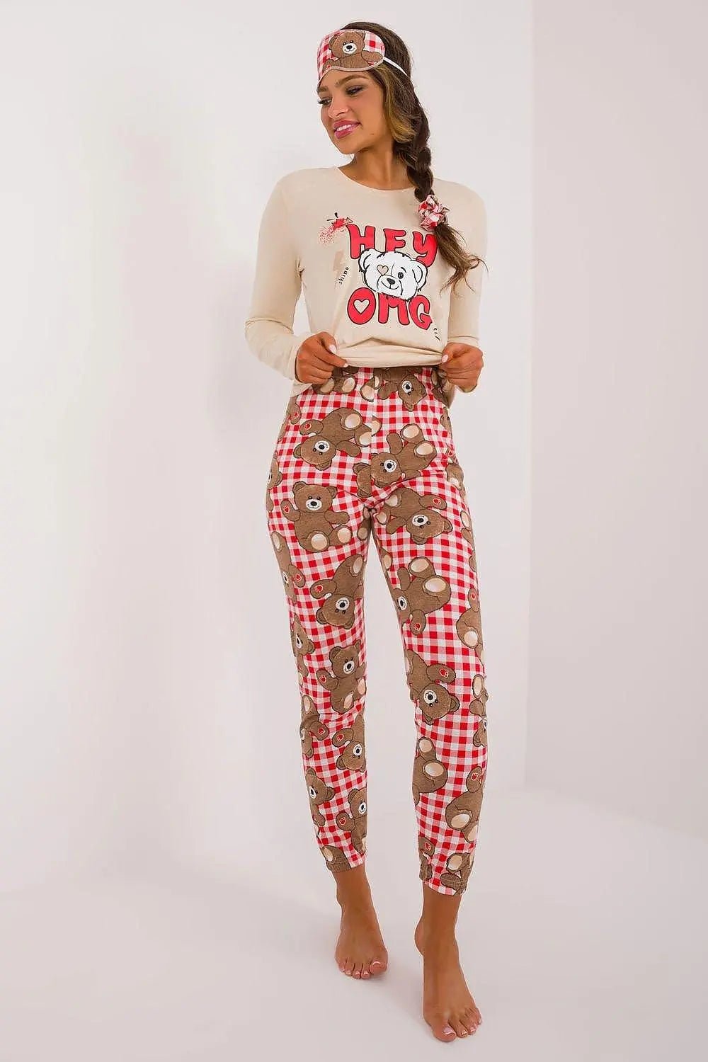 Factory Price blouse, pants, blindfold and hair elastic womens pajamas
