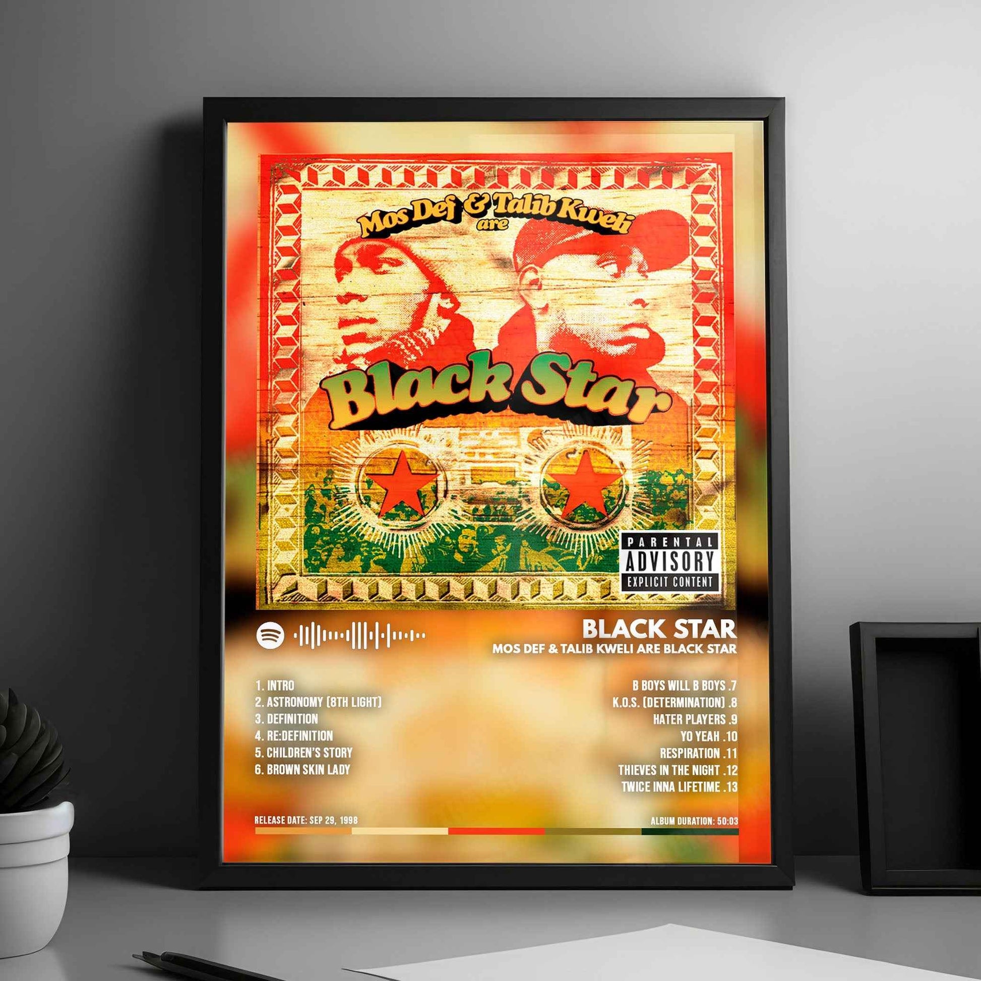 Black Star "Mos Def & Talib Kweli Are Black Star" Album Cover Poster - with Complete Tracklist