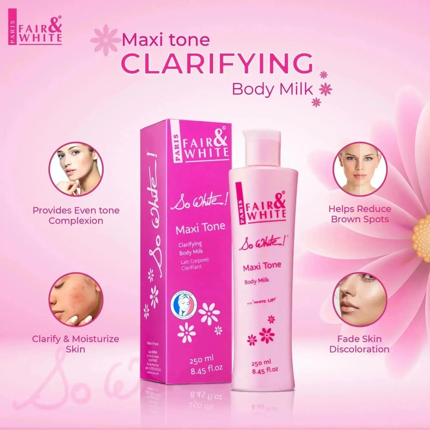 Fair and White So White Maxi Tone Clarifying Body Milk - 250ml
