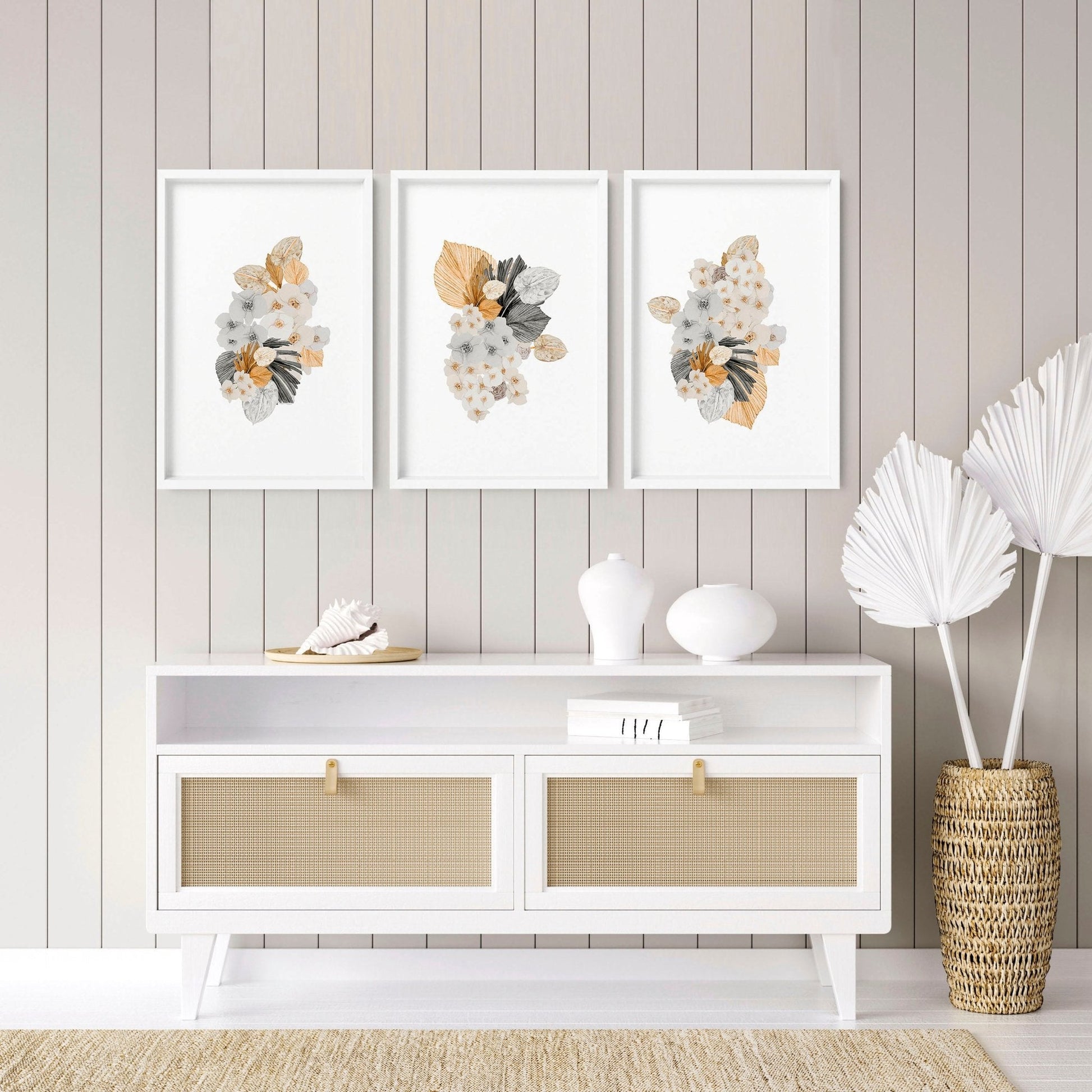 Botanical illustration wall decor | set of 3 wall art prints
