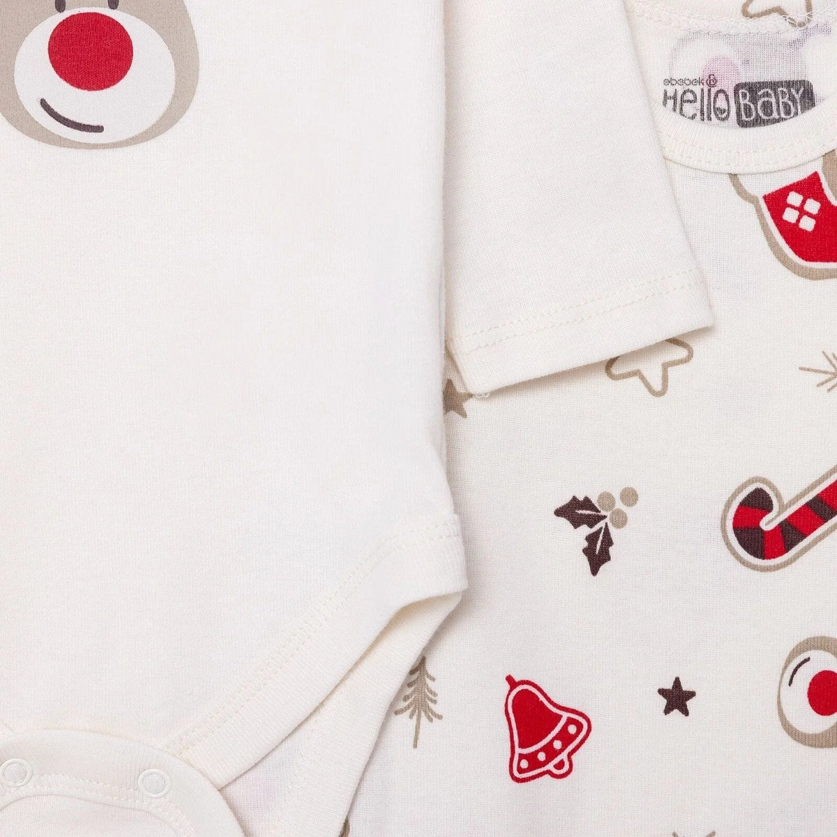 HelloBaby 2 Pack Festive Print Long Sleeve Baby Bodysuits (1-3 Months to 2-3 Years)