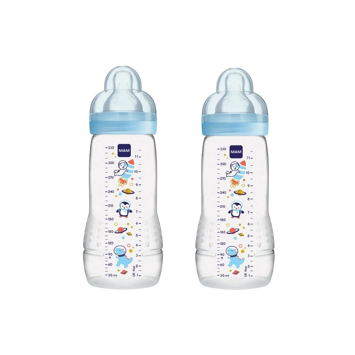 MAM Easy Active Bottle 330ml Pack of 2 - Blue Assorted
