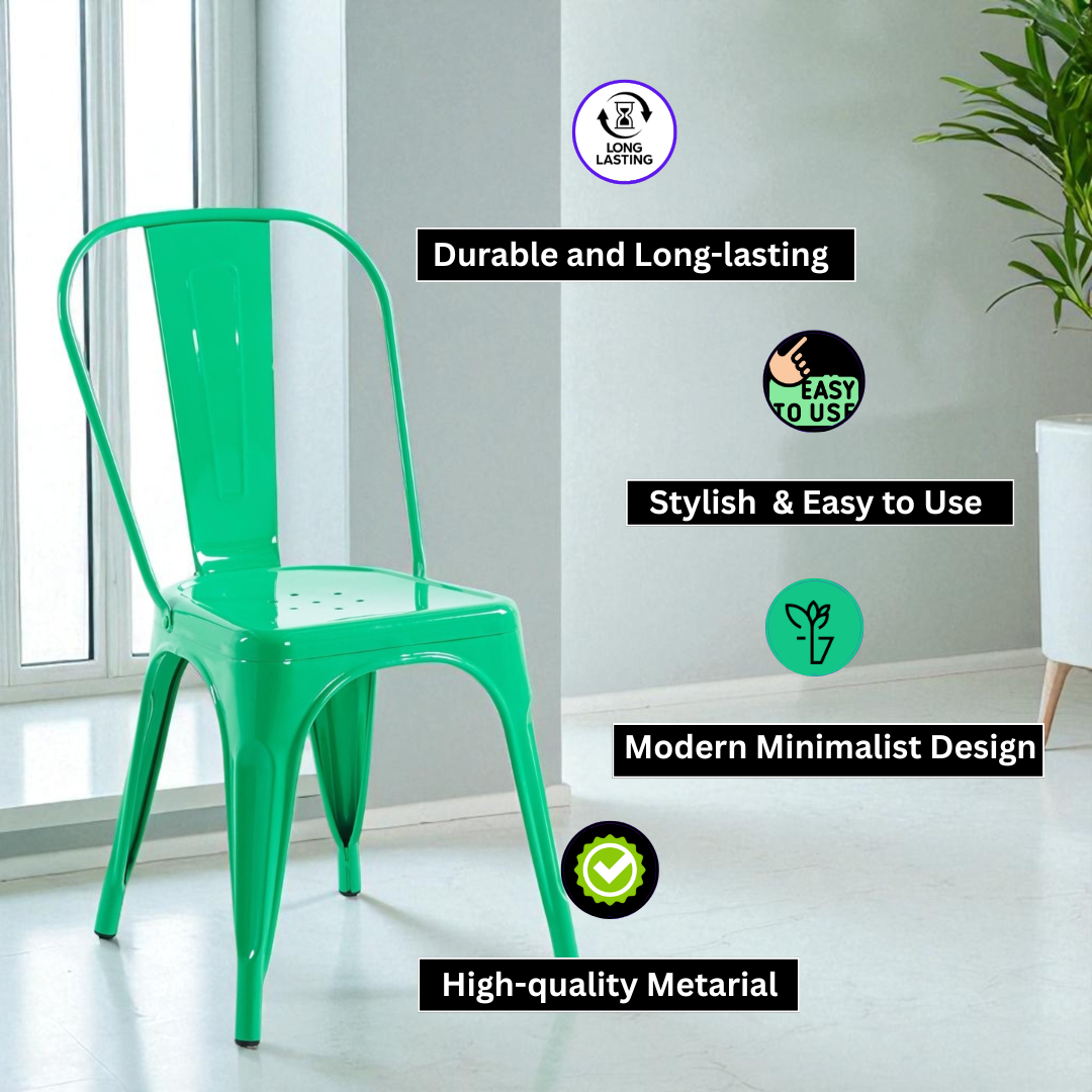 85CM GREEN METAL DINING CHAIR