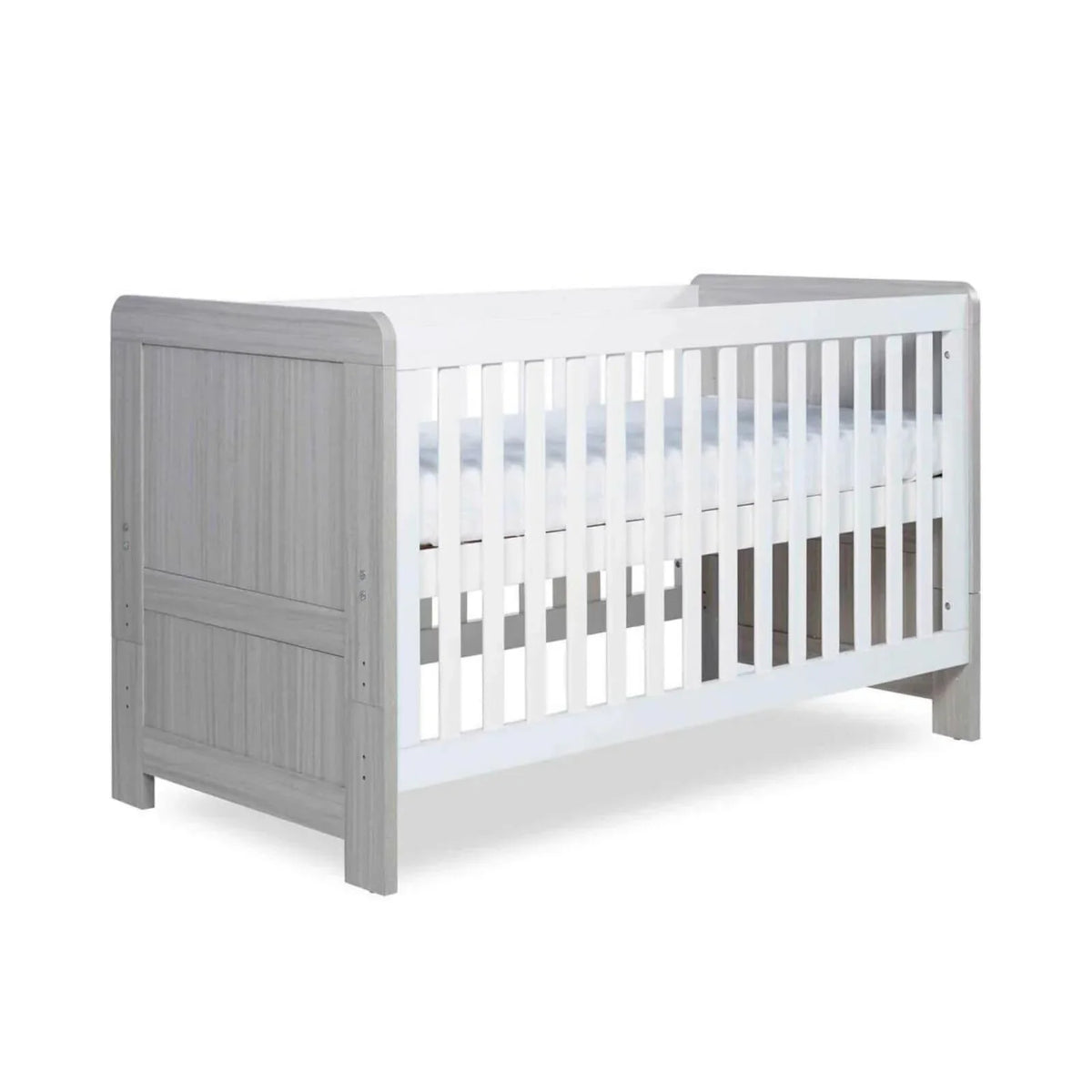 Ickle Bubba Pembrey Cot Bed Ash Grey - Premium Pocket Sprung Mattress