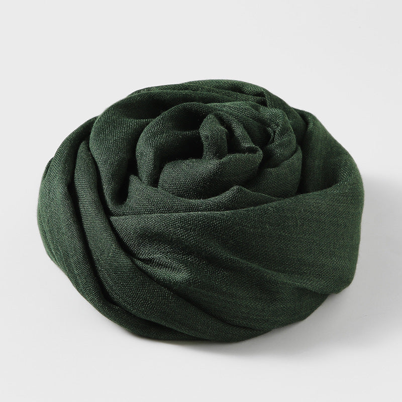 Artistic Sunscreen Solid Color Cotton And Linen Scarf