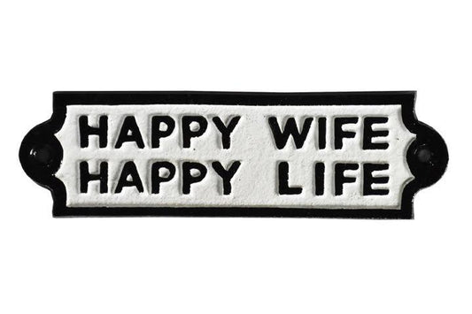 17CM CAST IRON HAPPY WIFE WALL SIGN