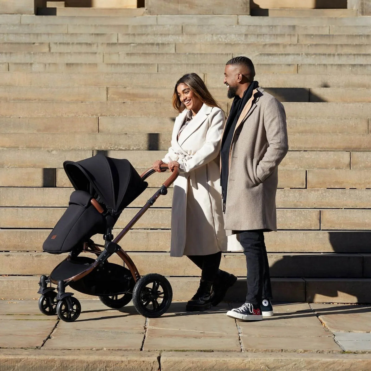 Ickle Bubba Stomp Luxe 2-in-1 Pushchair & Carrycot - Black/Midnight/Tan