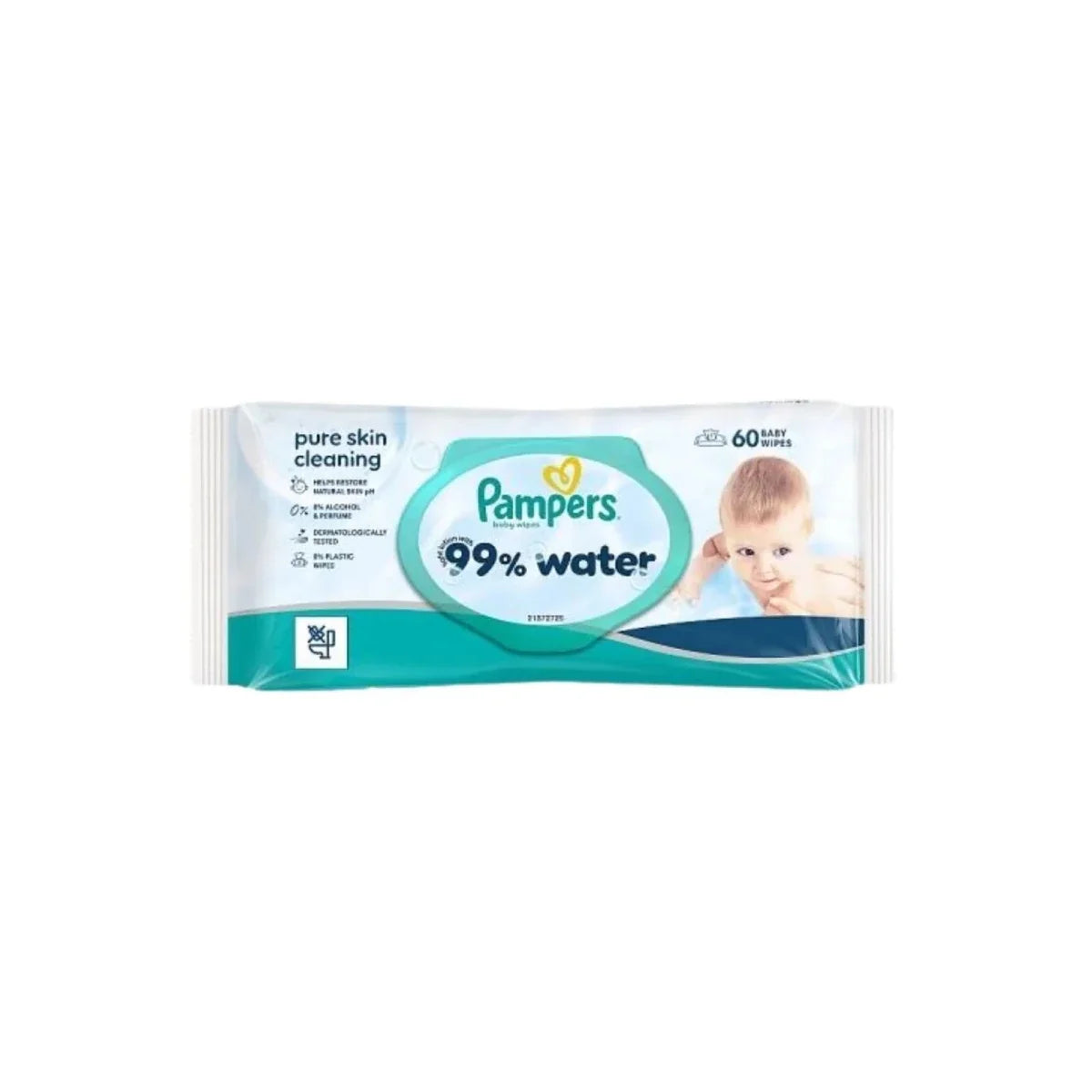 Pampers 99% Water Plastic Free Baby Wipes 60 pcs