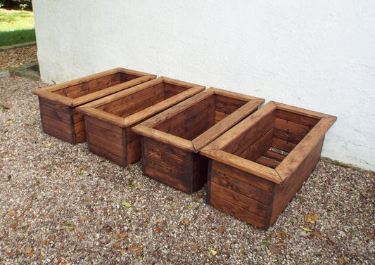Charles Taylor Trading 4pc Large Wooden Trough Set Brown