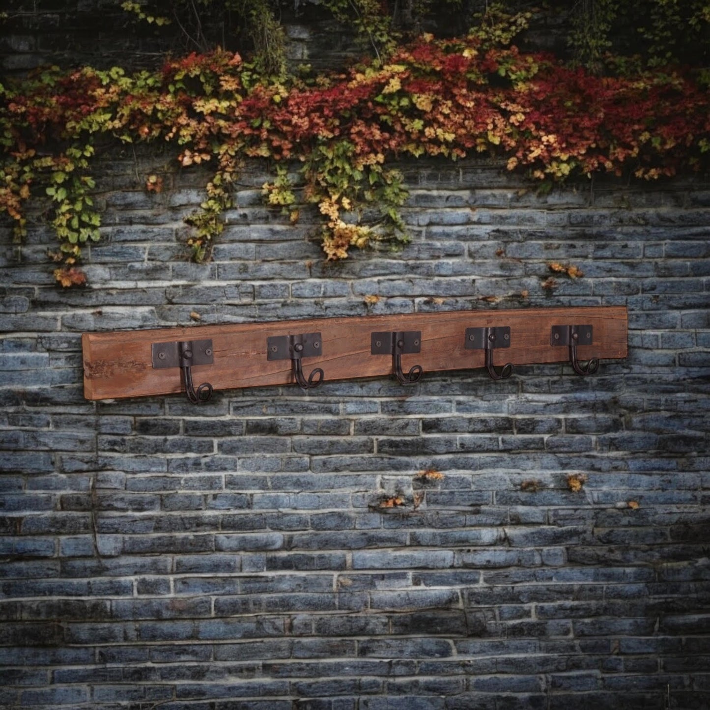 70CM RECLAIMED WOODEN 5 HOOK WALL HANGER